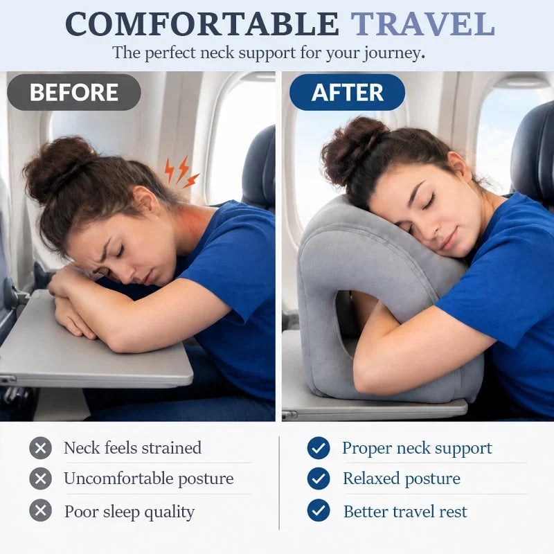 🛫 Ultra-Light Foldable Inflatable Travel Pillow | Portable Neck, Face & Arm Support for Trips 💤❤️ - CYH