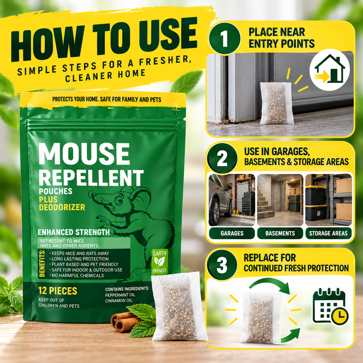 Pouches - Rodent Repellent Made in USA (12 Pouches) - TH