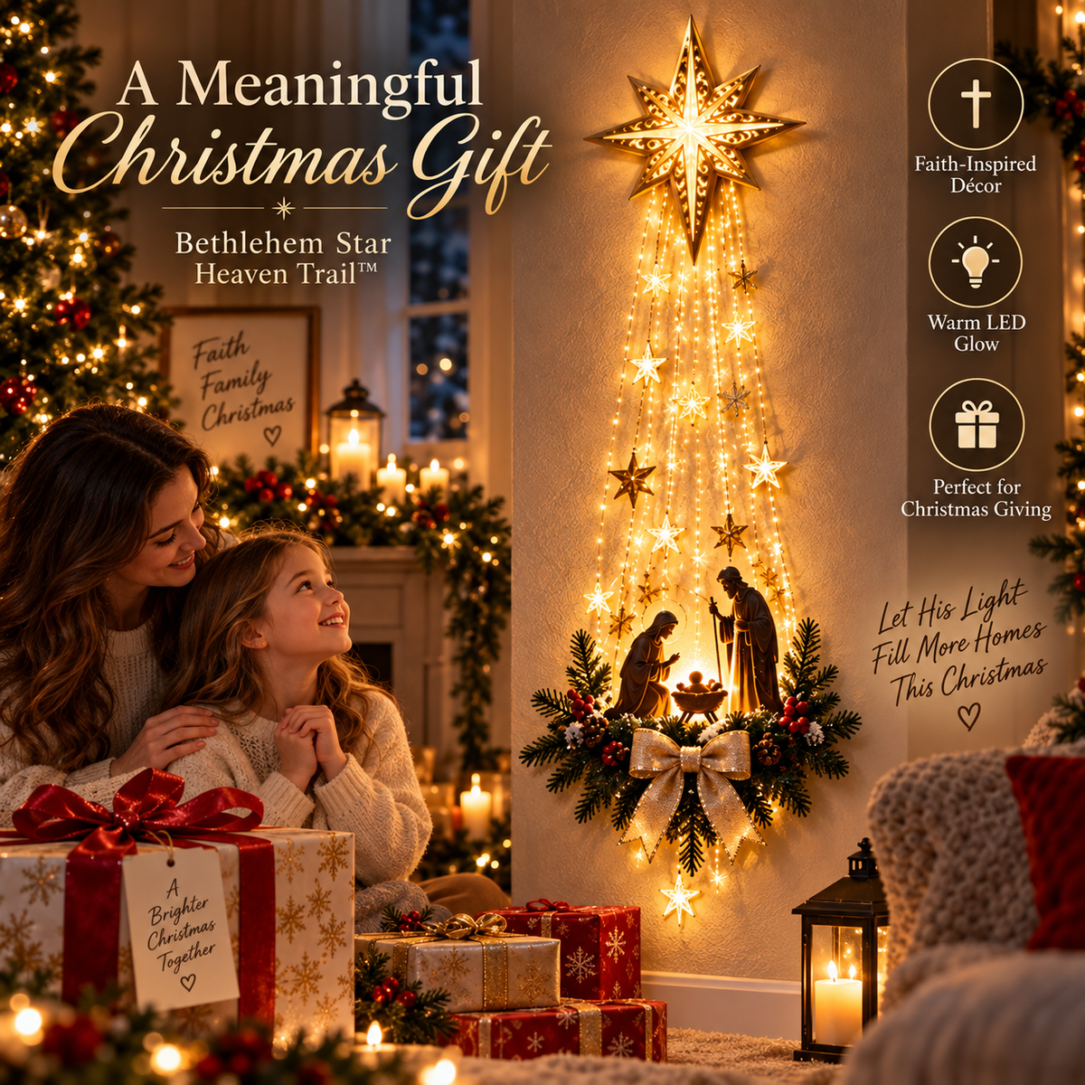 ✨Last Day 70% OFF✨✝️ Bethlehem Star of Faith™ – Lighted Nativity Wall Decor-TH