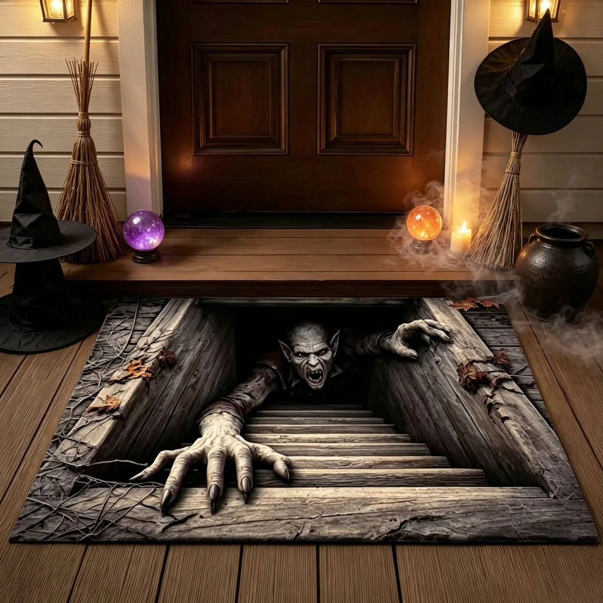 🎃 3D Halloween Horror Floor Mat – Spooky Skull Illusion Door Rug - TH
