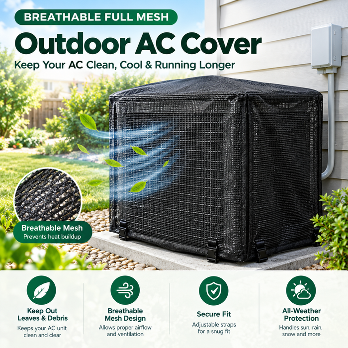 ❄️ Heavy-Duty Mesh AC Cover – All-Season Outdoor Protection - TH