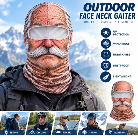 Old Man Ski Winter Face Mask 3D Funny Realistic Face Balaclava Party Gear - TH