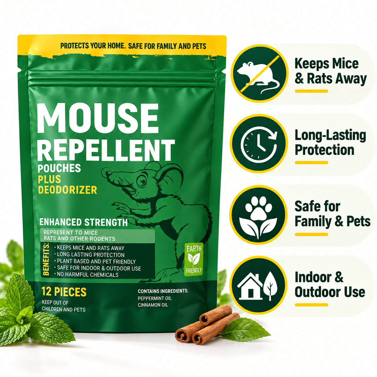 Mouse repellent features infographic