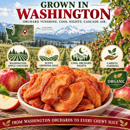 Nutritious dried apples made from fresh apples from Washington, D.C., using a three-steaming and three-drying process. - TH