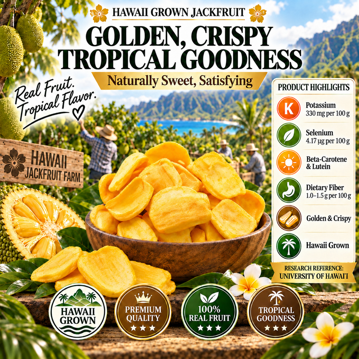 Golden Hawaii Dried Jackfruit – Natural Fruit Nutrition Supporting Digestive Balance, Heart Health, Joint Wellness & Everyday Vitality - CYH