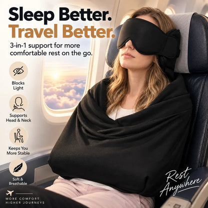 🔥🤯3-in-1 Travel Sleep Support – Blackout Eye Mask & Head Support - CYH