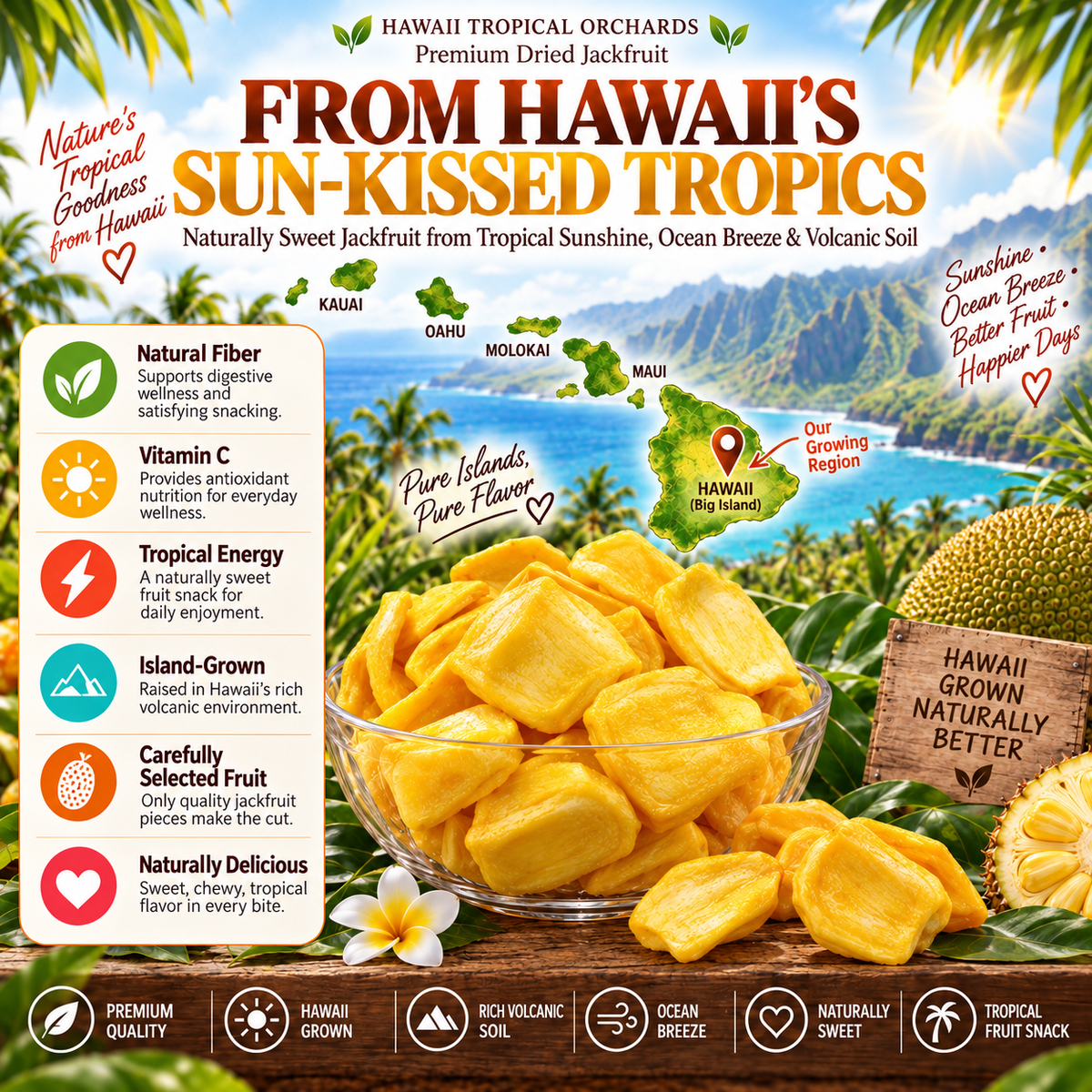 Golden Hawaii Dried Jackfruit – Natural Fruit Nutrition Supporting Digestive Balance, Heart Health, Joint Wellness & Everyday Vitality - CYH