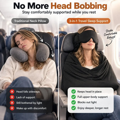 🔥🤯3-in-1 Travel Sleep Support – Blackout Eye Mask & Head Support - CYH