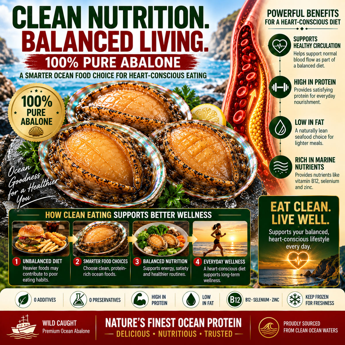 Premium Australian Abalone – High-Protein, Low-Fat Marine Nutrition for Heart-Conscious - CYH