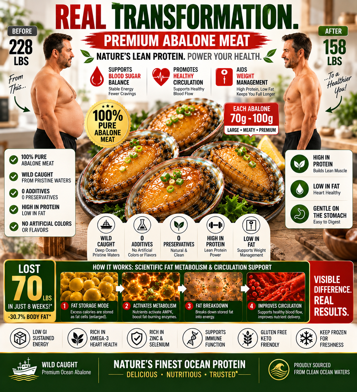 Premium Australian Abalone – High-Protein, Low-Fat Marine Nutrition for Heart-Conscious - CYH