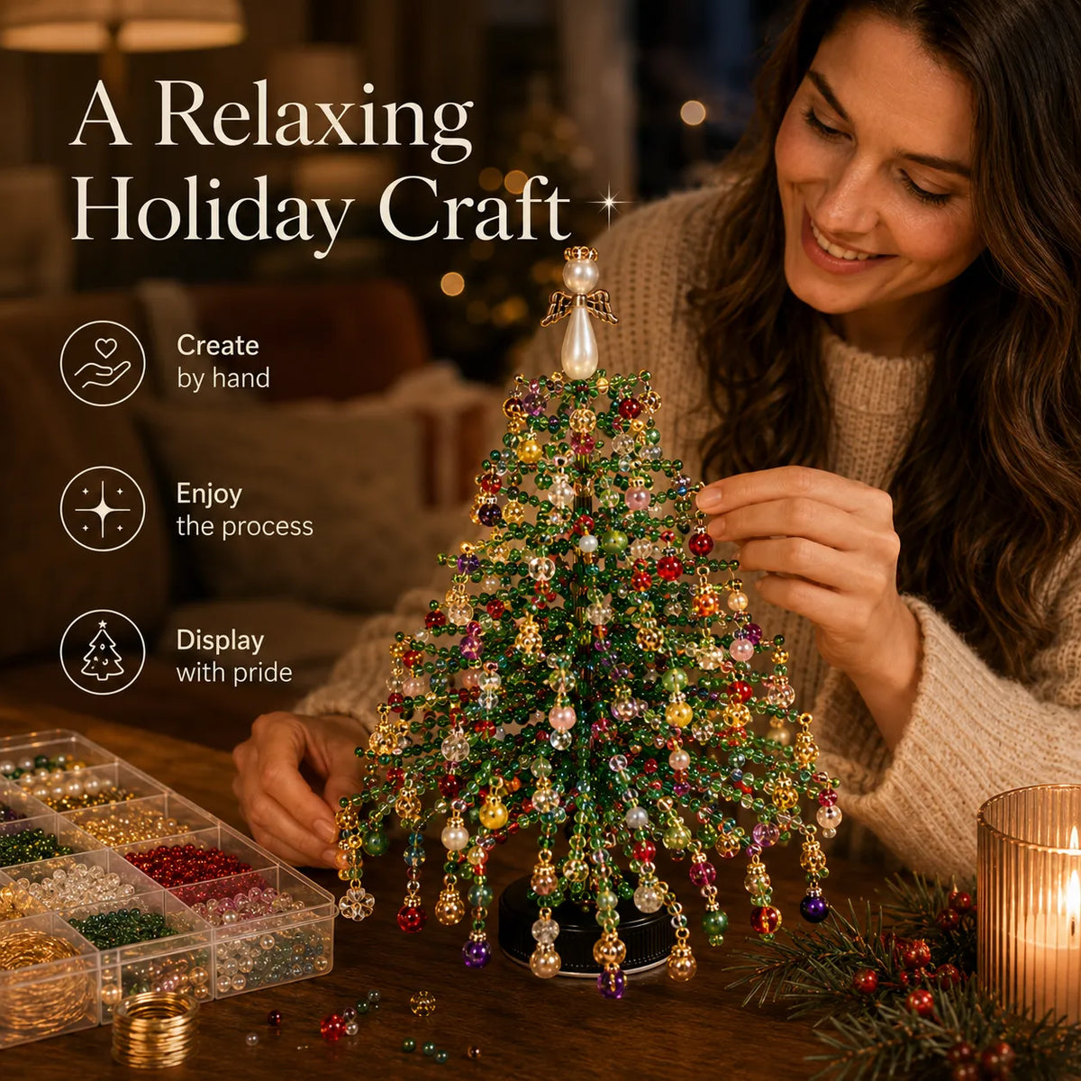 💥Christmas Hot Sale!!! 🎄✨ DIY Beaded Christmas Tree Kit – 🎅Create Your Own Sparkling Holiday Decoration - CYH
