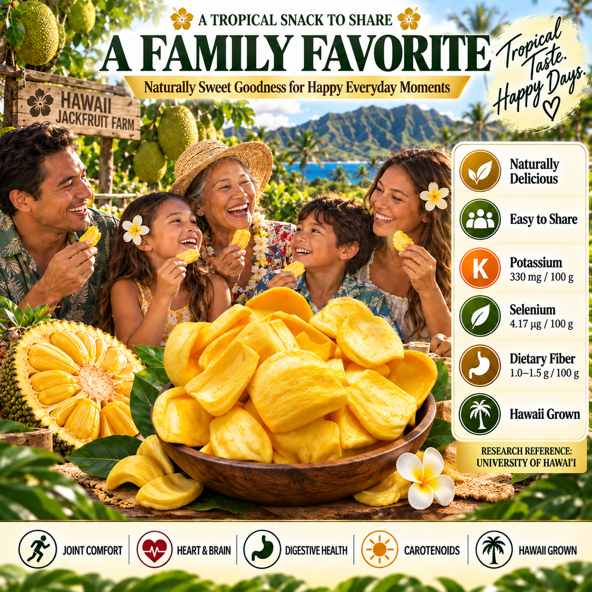 Golden Hawaii Dried Jackfruit – Natural Fruit Nutrition Supporting Digestive Balance, Heart Health, Joint Wellness & Everyday Vitality - CYH