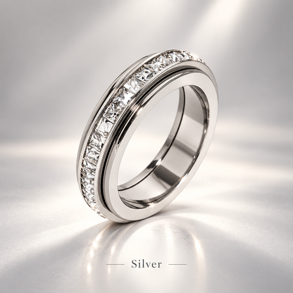 Women's Titanium Steel Geometric Anxiety Ring with Cubic Zirconia - CYH
