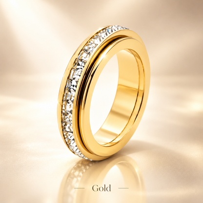 Women's Titanium Steel Geometric Anxiety Ring with Cubic Zirconia - CYH
