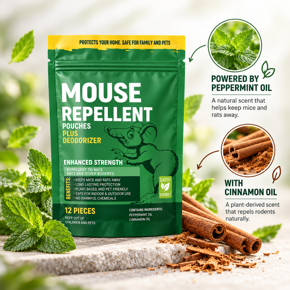 Pouches - Rodent Repellent Made in USA (12 Pouches) - TH
