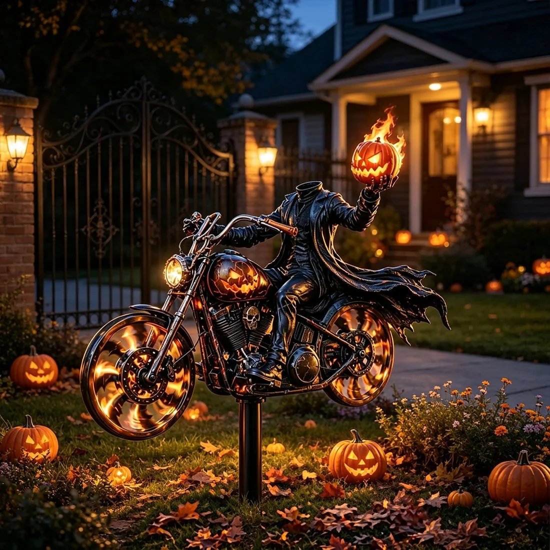 🎃 Halloween Motorcycle Garden Windmill 🏍️💨- TH