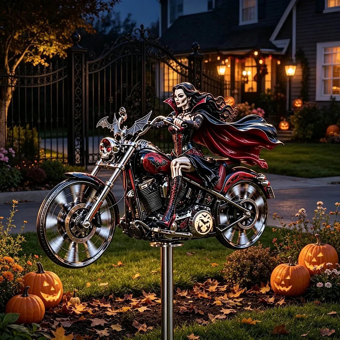 🎃 Halloween Motorcycle Garden Windmill 🏍️💨- TH