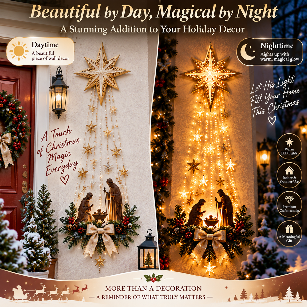 ✨Last Day 70% OFF✨✝️ Bethlehem Star of Faith™ – Lighted Nativity Wall Decor-TH
