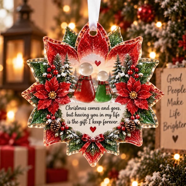 🌸 Floral Christmas Ornament – Heartfelt Holiday Keepsake for Loved Ones - TH