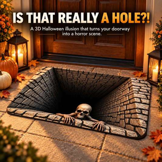 🎃 3D Halloween Horror Floor Mat – Spooky Skull Illusion Door Rug - TH