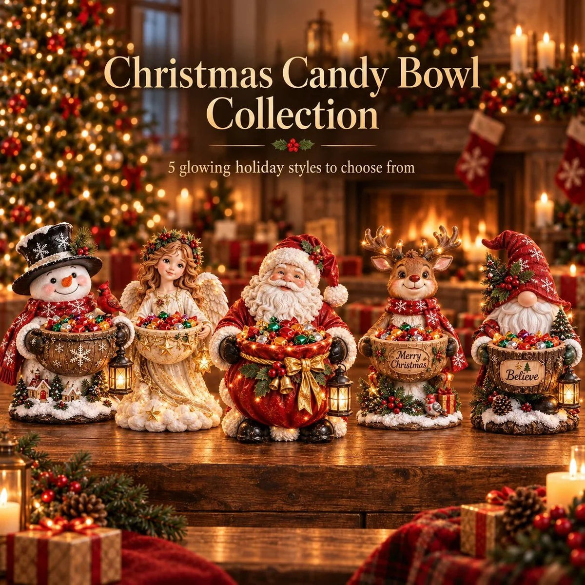 🎄 Christmas Sale – 49% OFF ✨ Lighted Christmas Candy Bowl Collection – 5 Festive Holiday Designs - TH