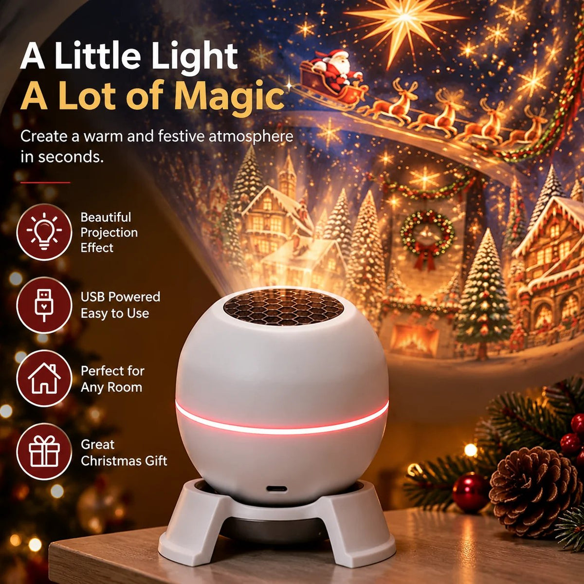 🔥LAST DAY 70% OFF -🎄 Magical Christmas Projection Night Light – Transform Any Room Into A Holiday Wonderland - TH