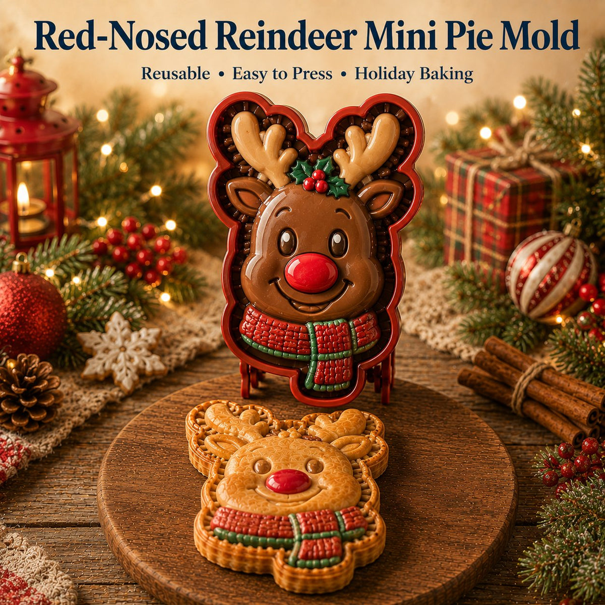 ⏳ 69% OFF – 🎄16pcs-Design Christmas Mini Pie Mold Collection | Reusable Embossed Molds for Shaping Detailed Santa, Snowman, Reindeer, Tree & Holiday Pies 🥧✨- CYH