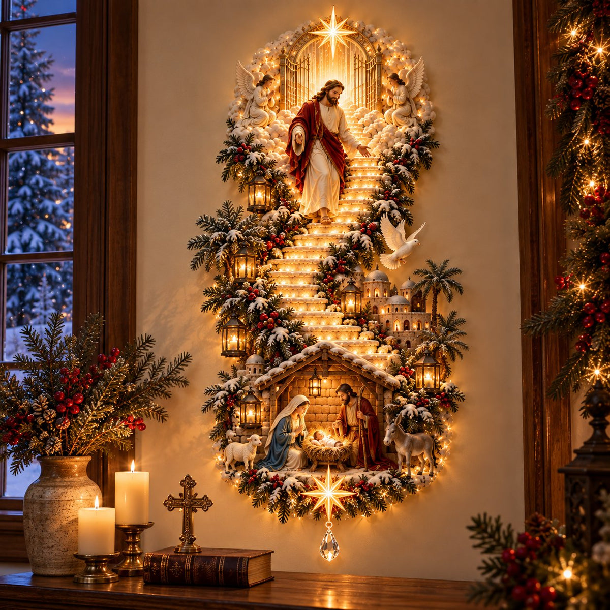 ✨ Last Day – 60% OFF!✨ Jesus Light of Heaven Christmas Wall Hanging✝️ - TH