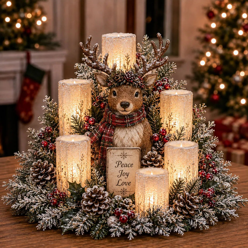 🎄Last Day 49% OFF⛄ -Christmas Lighted Centerpiece with Flameless Candle Glow - TH