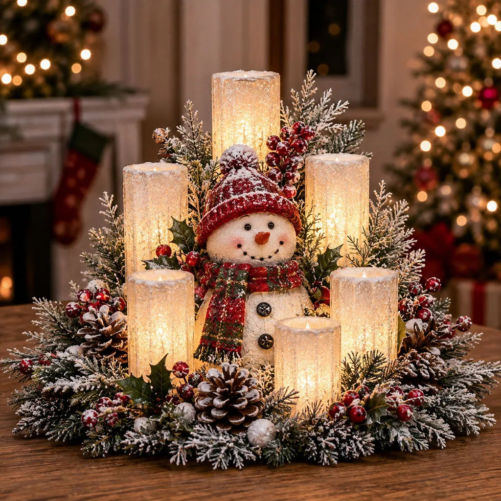 🎄Last Day 49% OFF⛄ -Christmas Lighted Centerpiece with Flameless Candle Glow - TH