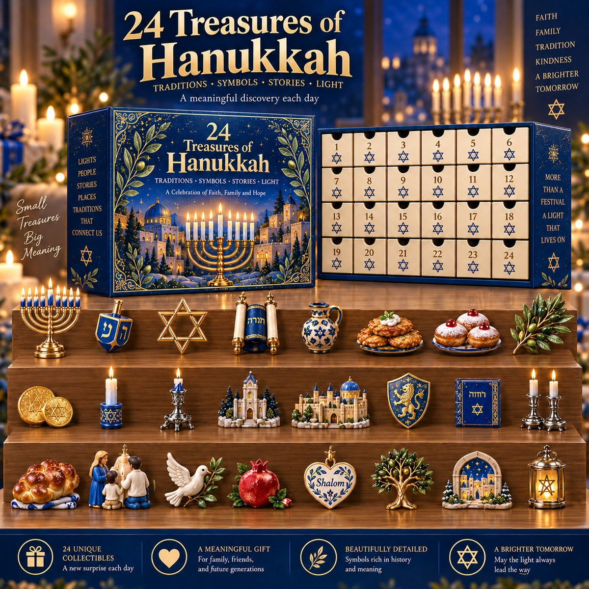 24 Treasures of Hanukkah – Traditions, Symbols & Light Countdown Calendar - TH