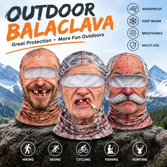 Old Man Ski Winter Face Mask 3D Funny Realistic Face Balaclava Party Gear - TH