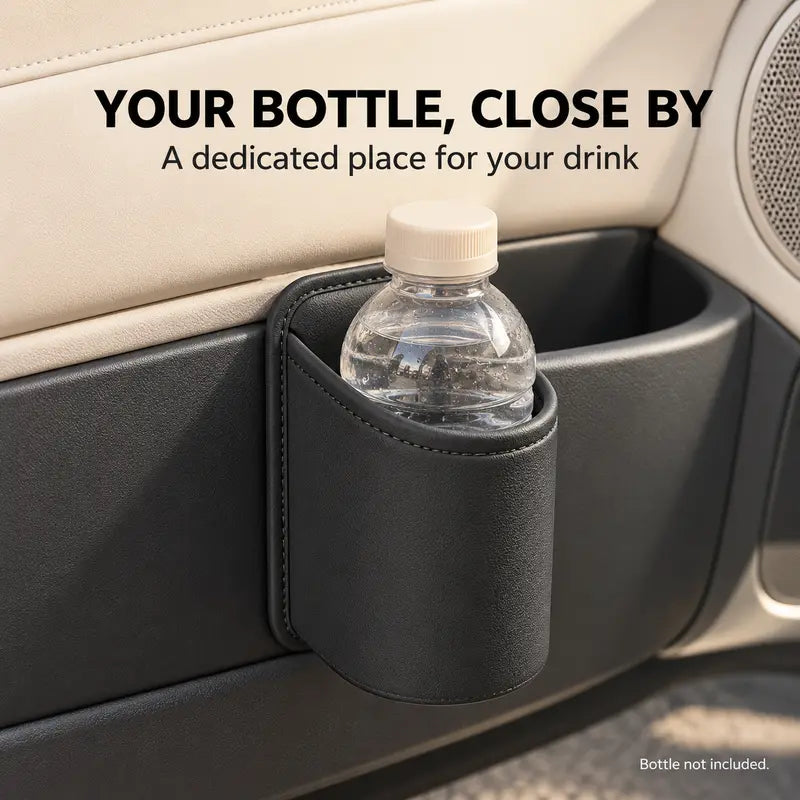 Clip-On Car Cup Holder, PU Leather Water Bottle & Drink Organizer - TH