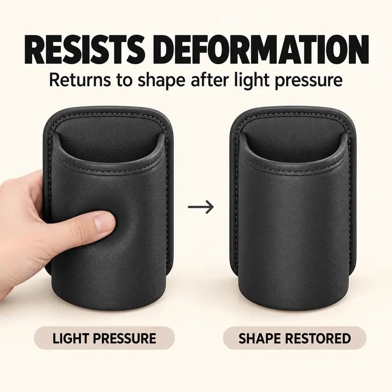 Clip-On Car Cup Holder, PU Leather Water Bottle & Drink Organizer - TH