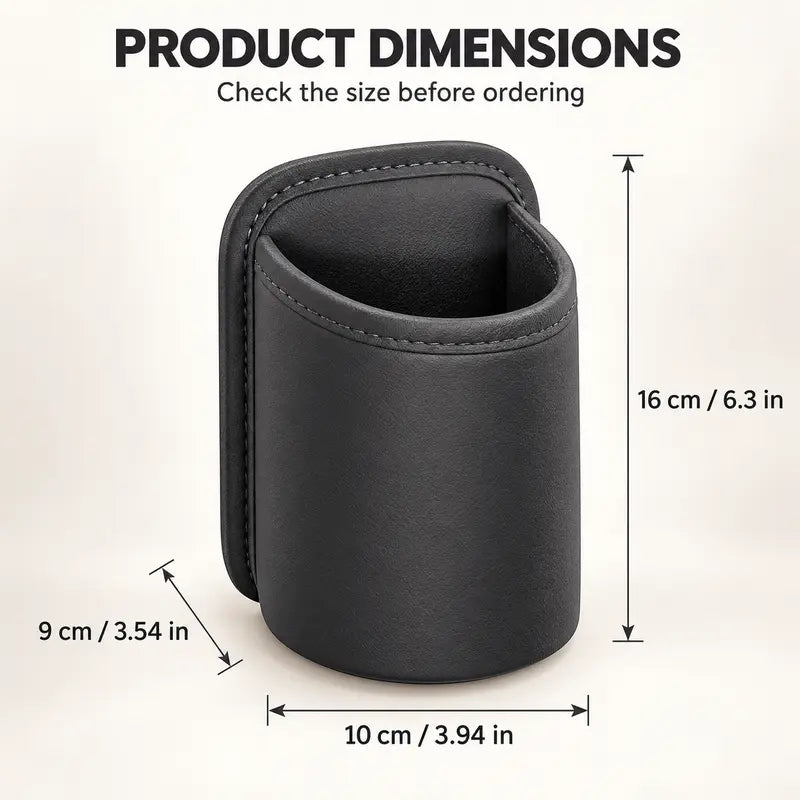 Clip-On Car Cup Holder, PU Leather Water Bottle & Drink Organizer - TH