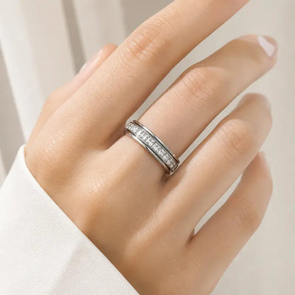 Women's Titanium Steel Geometric Anxiety Ring with Cubic Zirconia - CYH