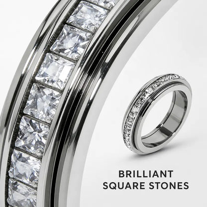 Women's Titanium Steel Geometric Anxiety Ring with Cubic Zirconia - CYH