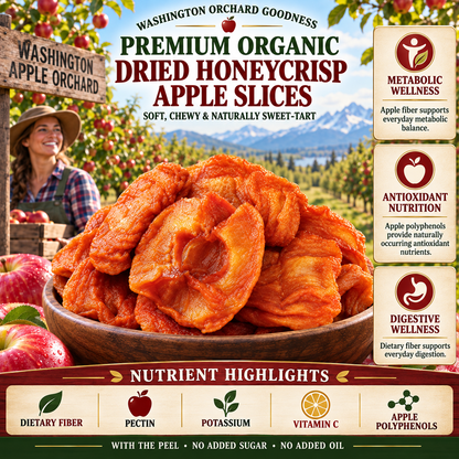 Nutritious dried apples made from fresh apples from Washington, D.C., using a three-steaming and three-drying process. - TH